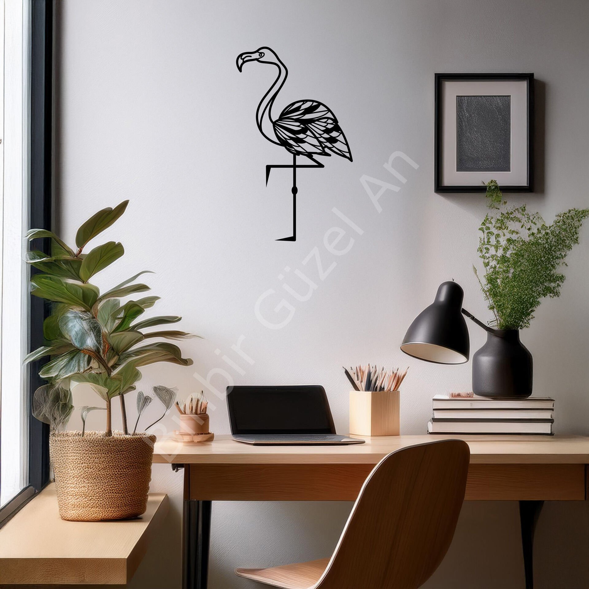 Flamingo Elegansı Metal Duvar Dekoru